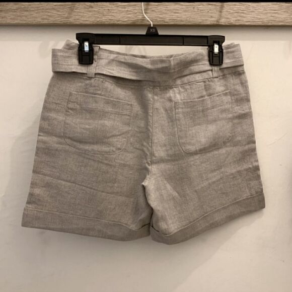 GARNET HILL  Linen Shorts with Cuffs and Tie Waist - Picture 2 of 9